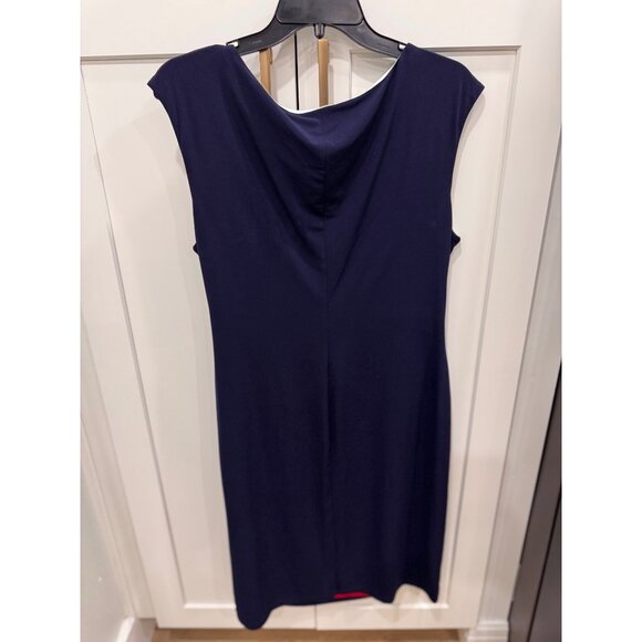 Connected Apparel Womens Navy/Red/White Jersey Dress Size 14 With Draped Detail - Picture 6 of 6